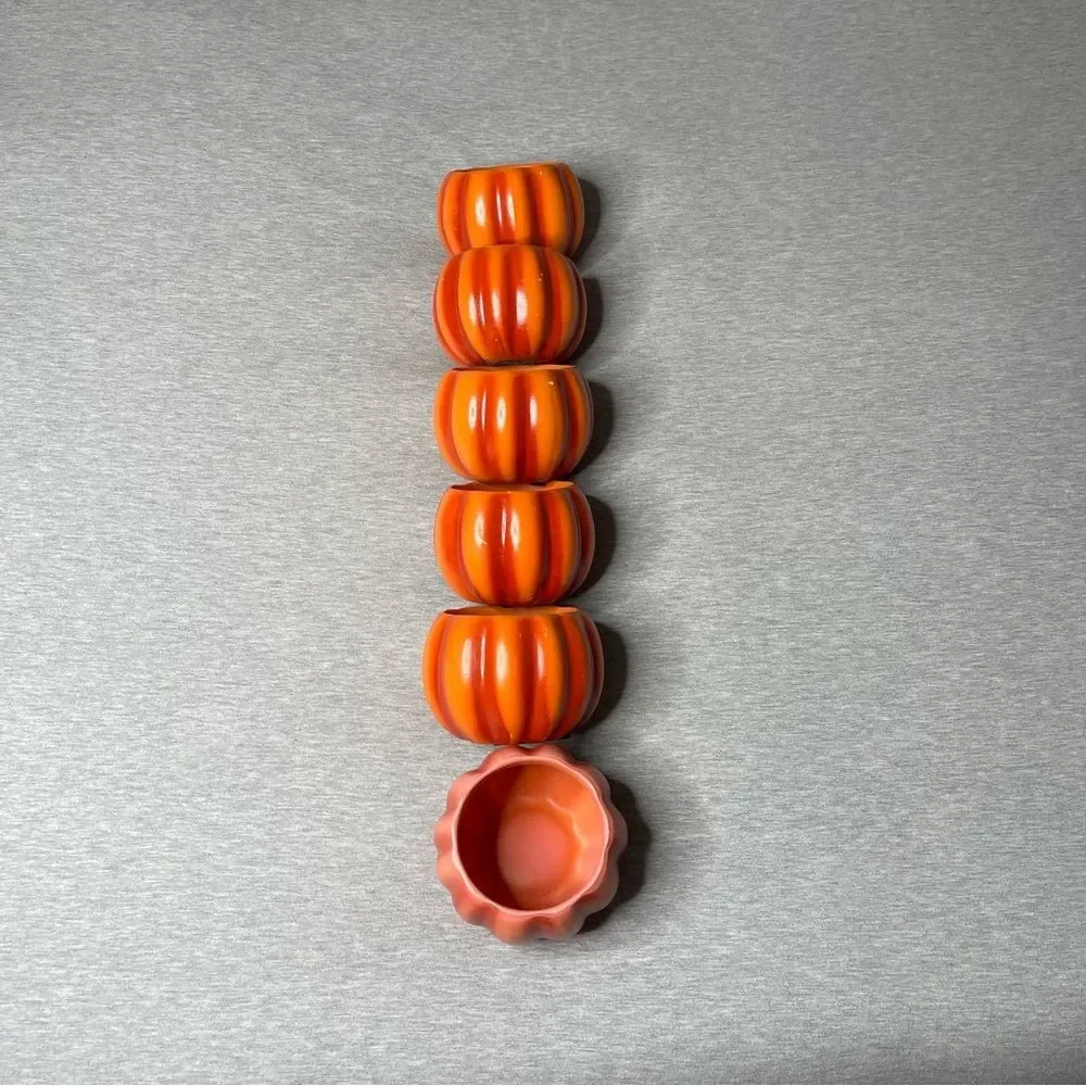 Target Orange 4” Round Pumpkin Ceramic Planter Pot 6 PCS. Set